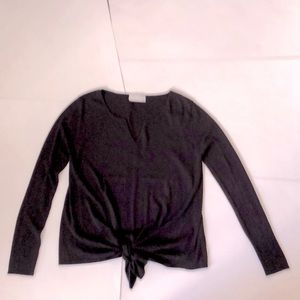 Lola & Sophie M Sweater Dark Purple Ribbed long sleeve side panel tie Excellent